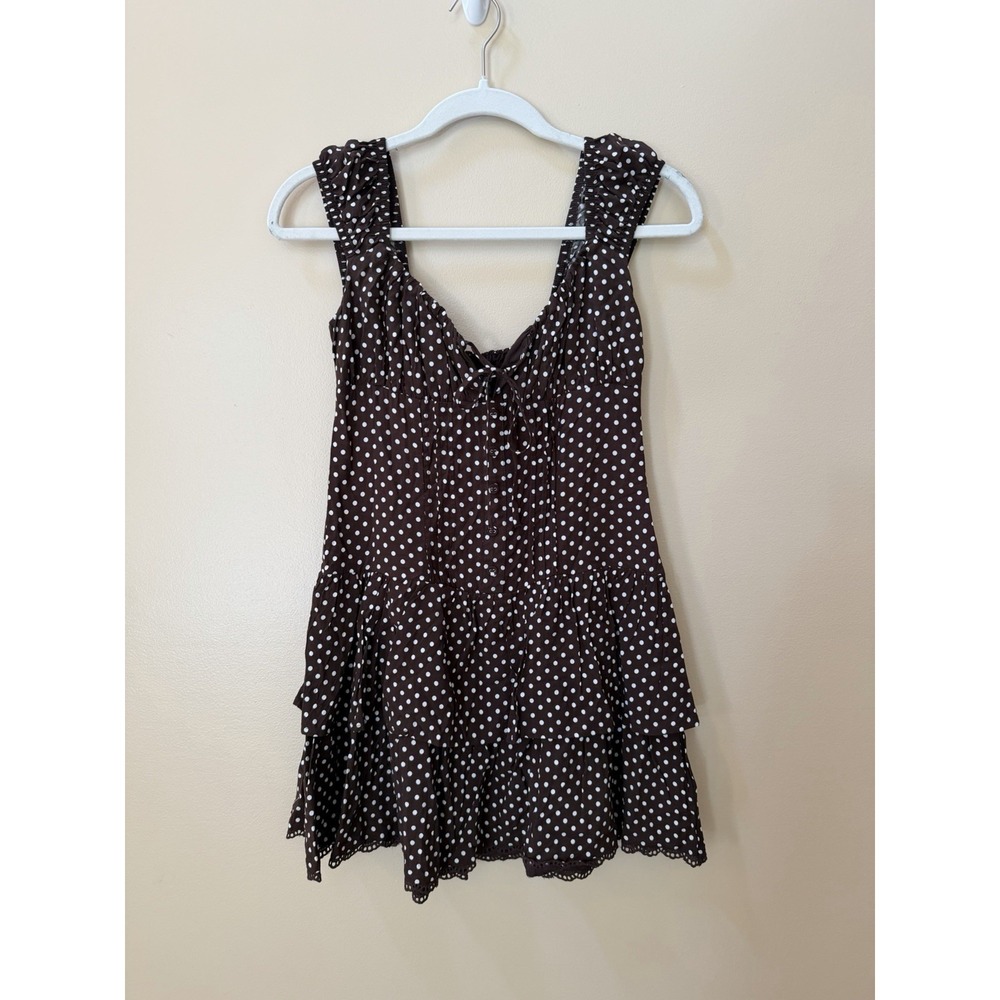 Wild Fable Women's Brown Polka Dots Cap Sleeve Mini A-Line Dress Size XXS NWT - Picture 9 of 9
